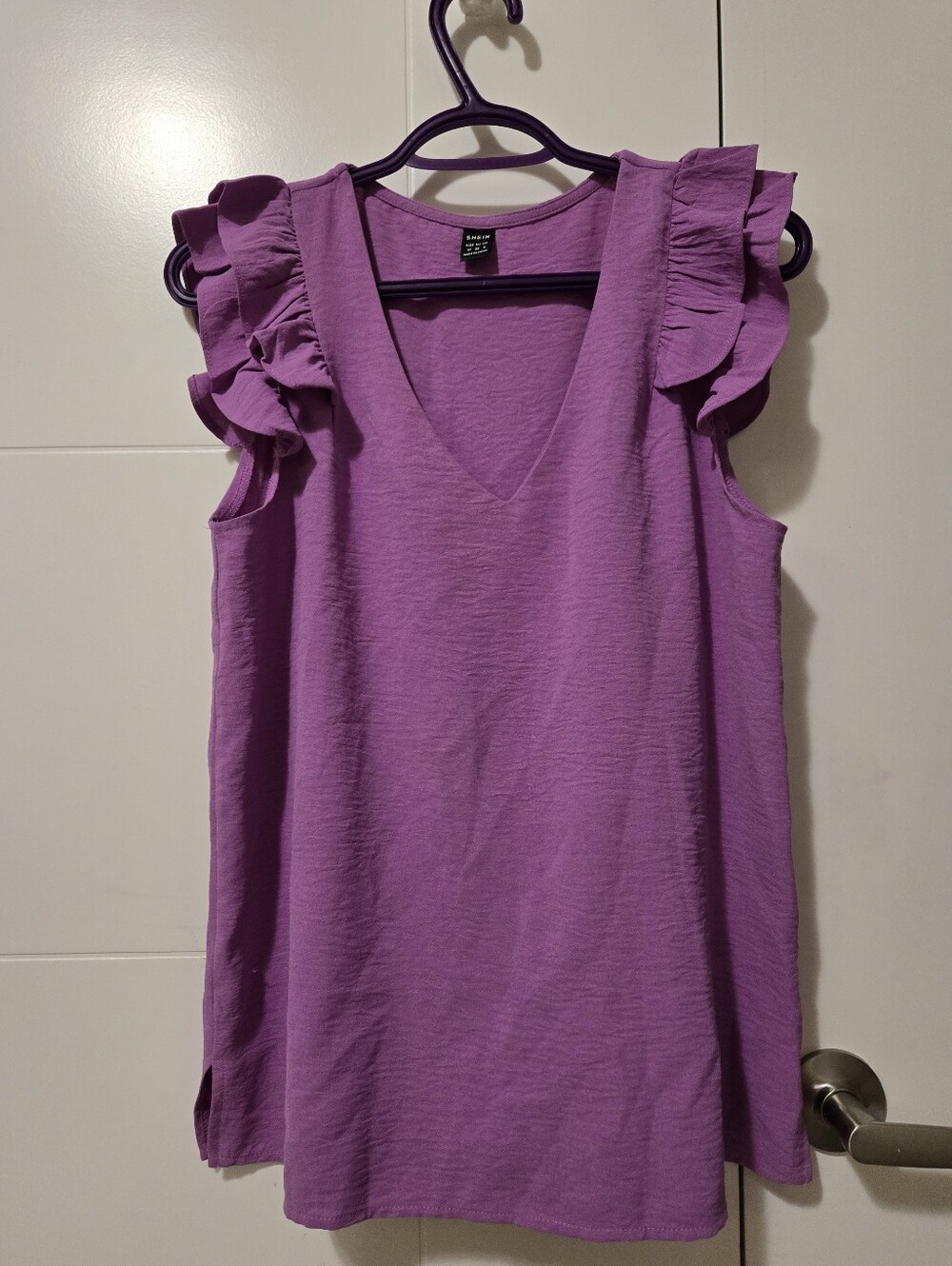 SHEIN Lavender Purple Ruffle Shoulder V-Neck Camisole